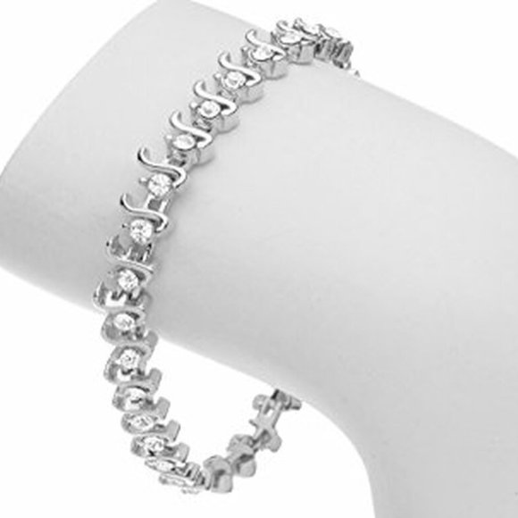 Swarovski Jewelry - Sparkling Swarovski Crystal Tennis Bracelet in S-Style, Sterling Silver Overlay